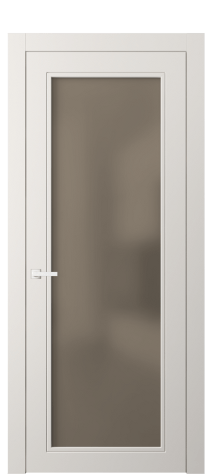 Межкомнатная дверь Нео Классик 8000 Матовый пудровый белый Сатинированное бронзовое стекло, триплекс Цена 74699 ₽ | Volhovec