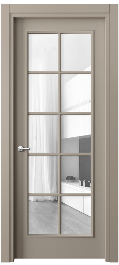 Межкомнатная дверь Париж 8102 Матовый бисквитный Прозрачное стекло Цена 76999 ₽| Volhovec