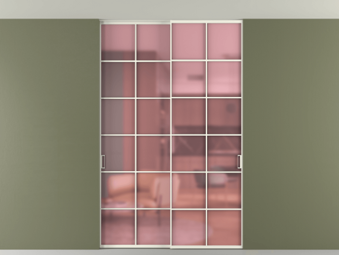 Перегородка Formato внутри проёма скрытое крепление в потолок 2 створки АЛПР 040.05 Алюминий жемчужный Сатинированное розовое стекло, триплекс. Цена 270204 ₽ 1. Полотно 2 шт. (800/2100 мм)
2. Комплект установки раздвижной системы
3. Базовый комплект фурнитуры
4. Ручка RONDO. Фабрика дверей Волховец 8 (800) 551 43 19 Перегородка Formato внутри проёма скрытое крепление в потолок 2 створки АЛПР 040.05 Алюминий жемчужный Сатинированное розовое стекло, триплекс Цена 270204 ₽ | Volhovec