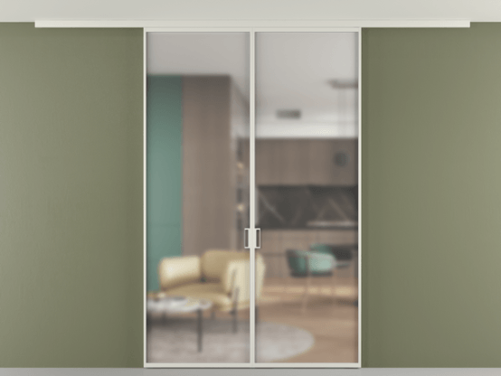 Алюминевая перегородка pv2_01 Matelux Crystal Vision БЕЛ. Цвет Алюминий Белый. Материал Алюминий. Коллекция Перегородка Formato вдоль стены на потолок 2 створки. Картинка.