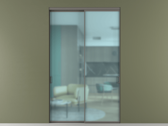 Алюминевая перегородка АЛПР 040.01_АКЛС_САТ ГОЛ_new. Цвет Алюминий классический серый. Материал Алюминий в эмали. Коллекция Перегородка Formato внутри проёма 2 створки. Картинка.