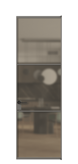 Дверь межкомнатная АЛПЛ040.03 Бронза сатин триплекс АКЛС. Цвет Алюминий классический серый. Материал Алюминий в эмали. Коллекция Formato. Картинка.