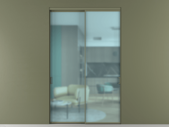 Алюминевая перегородка АЛПР 040.01_АОТ_САТ ГОЛ_new. Цвет Алюминий оливковый тёмный. Материал Алюминий в эмали. Коллекция Перегородка Formato внутри проёма 2 створки. Картинка.