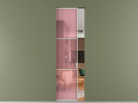 Алюминевая перегородка skr1_03_ Алюминий светло-серый Сатинированное розовое стекло, триплекс, 6мм. Цвет Алюминий светло-серый. Материал Алюминий в эмали. Коллекция Перегородка Formato скрытый пенал 1 створка. Картинка.