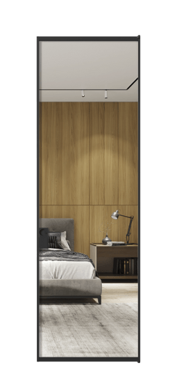 Дверь межкомнатная АЛПЛ040.01 Зеркало триплекс ЧЕР. Цвет Алюминий Черный. Материал Алюминий. Коллекция Формато. Картинка.