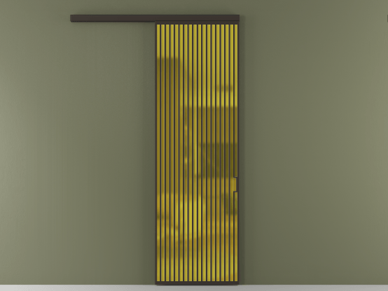 Алюминевая перегородка АЛПР 040.06_ААН_САТ ЖЕЛ_new. Цвет Алюминий антрацит. Материал Алюминий в эмали. Коллекция Перегородка Formato вдоль стены 1 створка. Картинка.