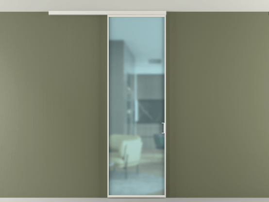 Алюминевая перегородка АЛПР 040.01_АСР_САТ ГОЛ_new. Цвет Алюминий серый. Материал Алюминий в эмали. Коллекция Перегородка Formato вдоль стены на потолок 1 створка. Картинка.