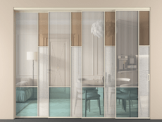 Перегородка Mosaic внутри проёма 4 створки с синхронным механизмом