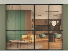 Перегородка Формато внутри проёма скрытое крепление в потолок 4 створки