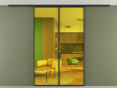 Перегородка Formato вдоль стены на потолок 2 створки