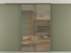 Перегородка Formato вдоль стены на потолок 2 створки с синхронным механизмом